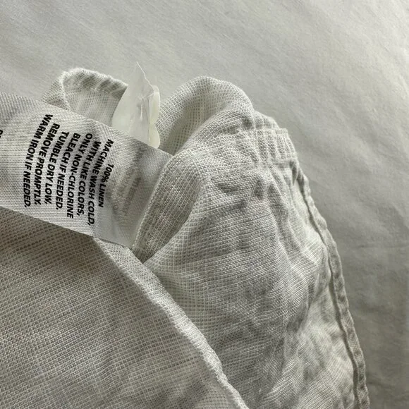 Nordstrom Trim Fit Linen Shirt Men 2XL Short Sleeve Button-Down Pocket Off-White - Picture 11 of 11